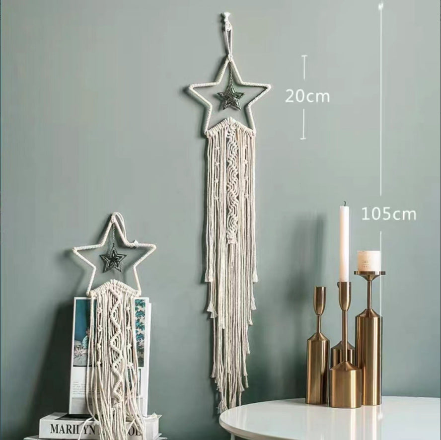 Nordic Popular Woven Tapestry Dream Catcher Handmade Pendant Home Wall Hanging Star Moon Decorative Hanging Macrame