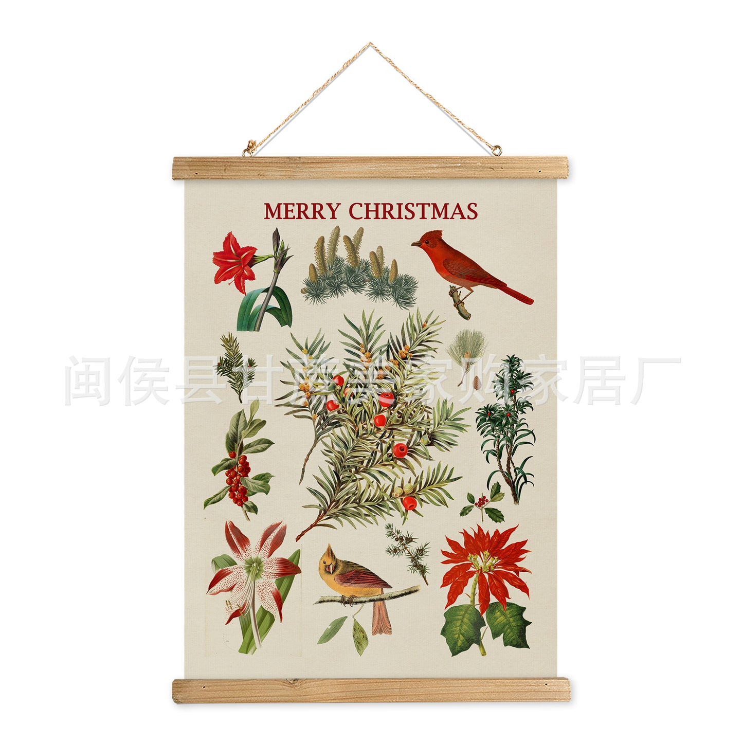 Vintage Carols Christmas Scroll Painting Living Room Bedroom Scroll Hanging Painting Wholesale Export Amazon Sales