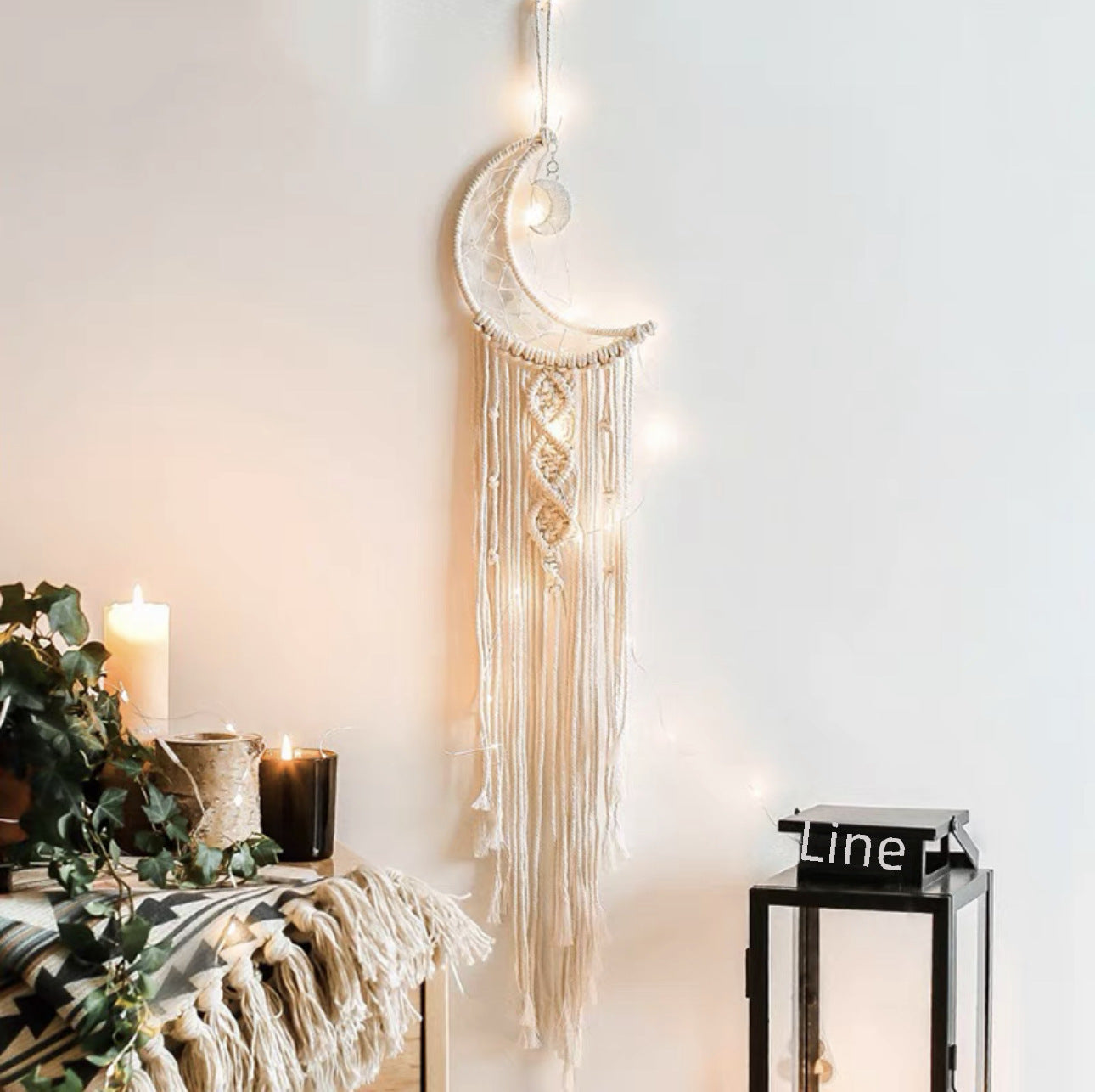 Nordic Popular Woven Tapestry Dream Catcher Handmade Pendant Home Wall Hanging Star Moon Decorative Hanging Macrame
