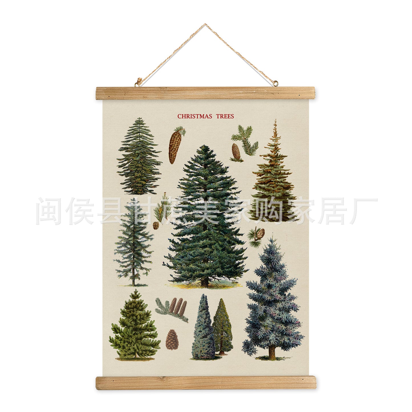 Vintage Carols Christmas Scroll Painting Living Room Bedroom Scroll Hanging Painting Wholesale Export Amazon Sales