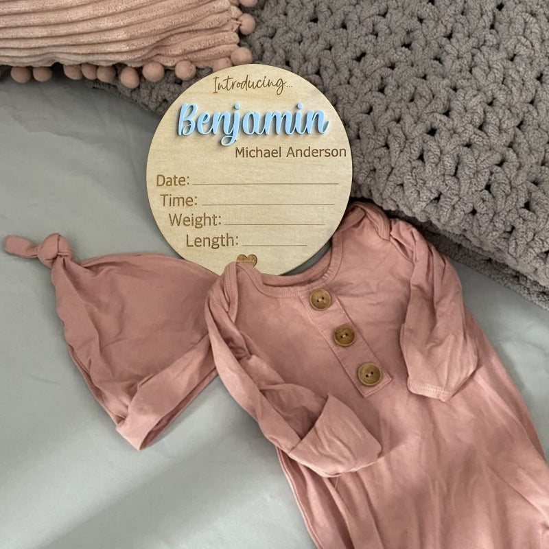 Custom Wooden Keepsake Newborn Name Birth Props Decorative Sign Personalized Door Hanging Sign Wooden Hanging Pendulum
