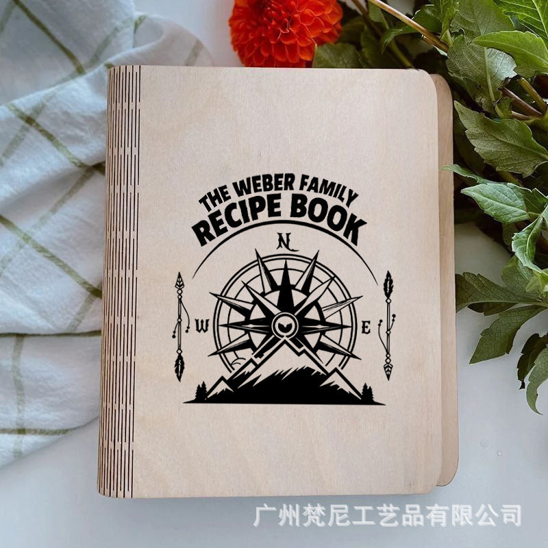 Personalized Customized Wooden Recipe Book Binder Notebook Mother's Day Gift UV Print Pattern