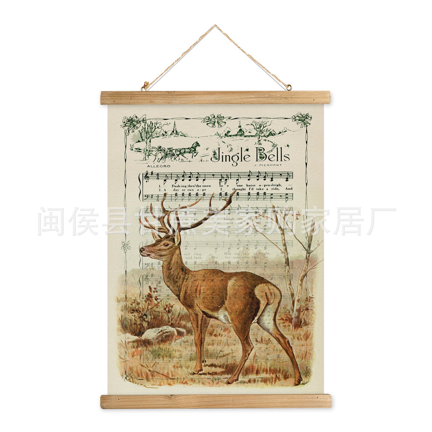 Vintage Carols Christmas Scroll Painting Living Room Bedroom Scroll Hanging Painting Wholesale Export Amazon Sales