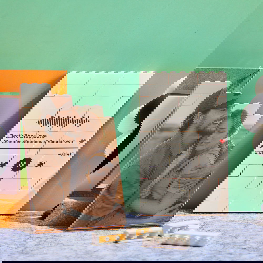 Personalised Building Brick Rectangle Scannable Code Photo Block - DigiVirt
