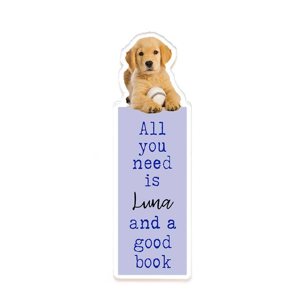 Personalized Acrylic Bookmark with Pet Photo Name Gift for Cat Dog Owner Book Lovers - DigiVirt