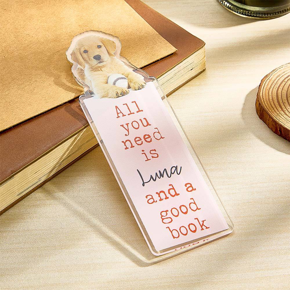Personalized Acrylic Bookmark with Pet Photo Name Gift for Cat Dog Owner Book Lovers - DigiVirt