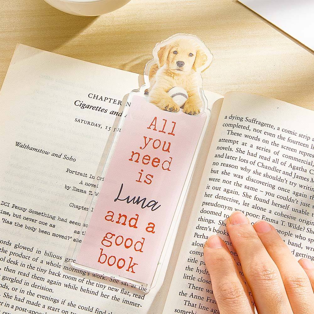 Personalized Acrylic Bookmark with Pet Photo Name Gift for Cat Dog Owner Book Lovers - DigiVirt