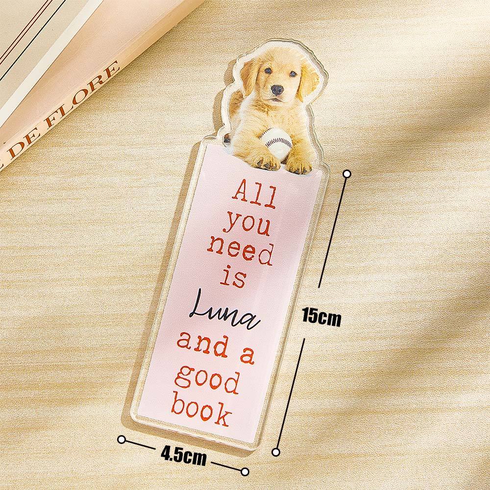 Personalized Acrylic Bookmark with Pet Photo Name Gift for Cat Dog Owner Book Lovers - DigiVirt