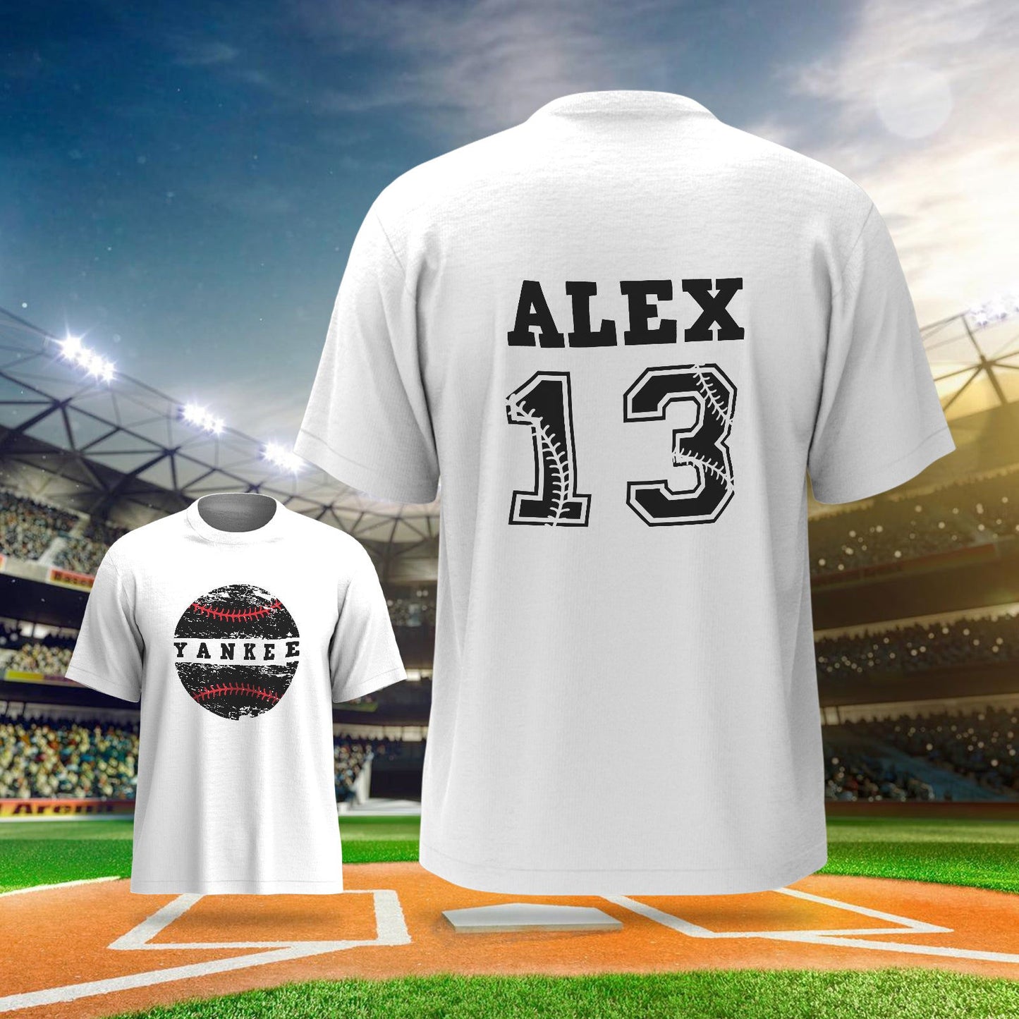 Personalized Baseball Name & Number Sports T-Shirt Back to School Gifts - DigiVirt