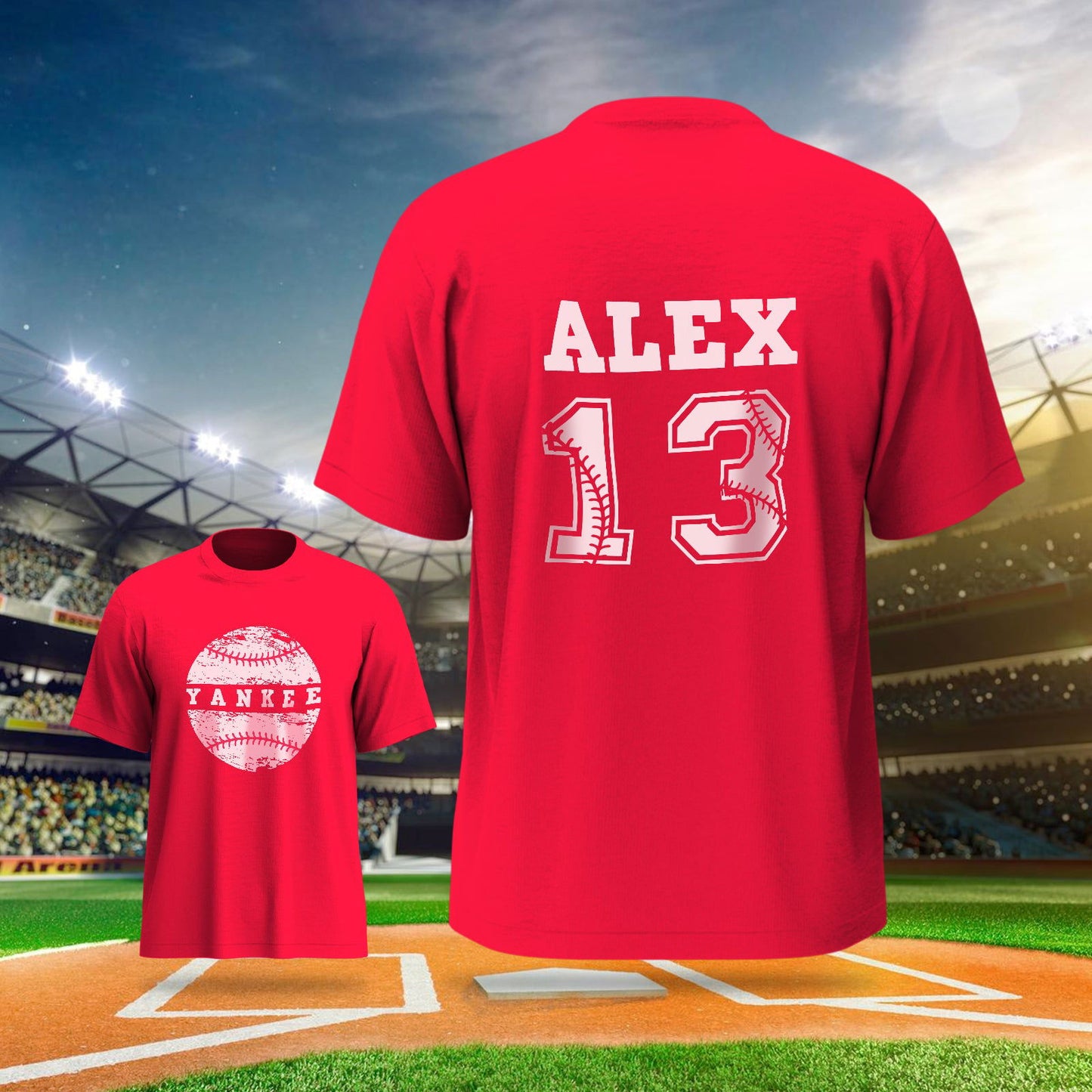 Personalized Baseball Name & Number Sports T-Shirt Back to School Gifts - DigiVirt