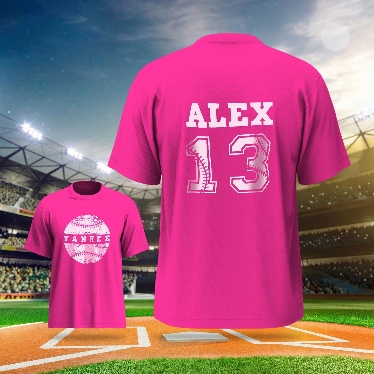 Personalized Baseball Name & Number Sports T-Shirt Back to School Gifts - DigiVirt