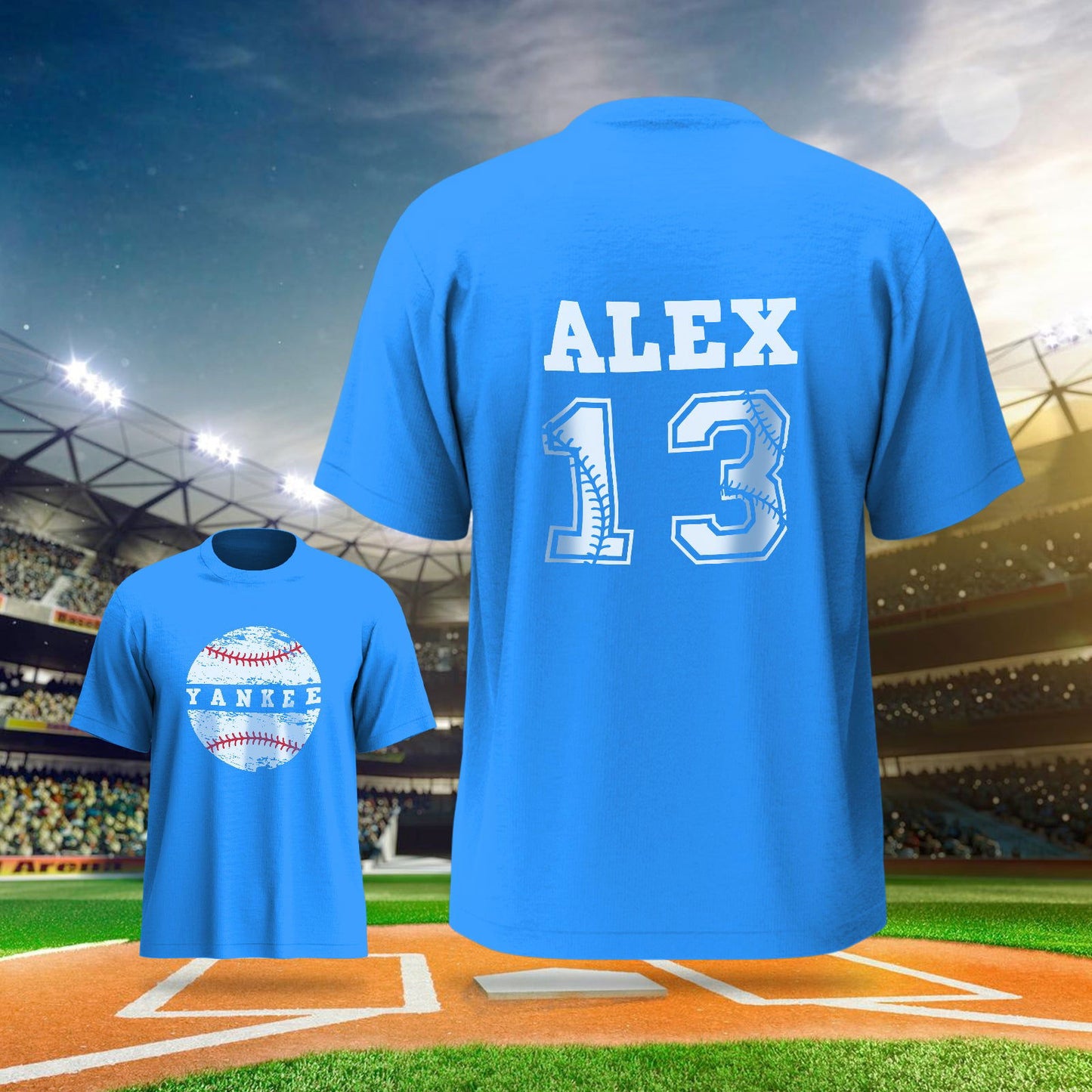 Personalized Baseball Name & Number Sports T-Shirt Back to School Gifts - DigiVirt