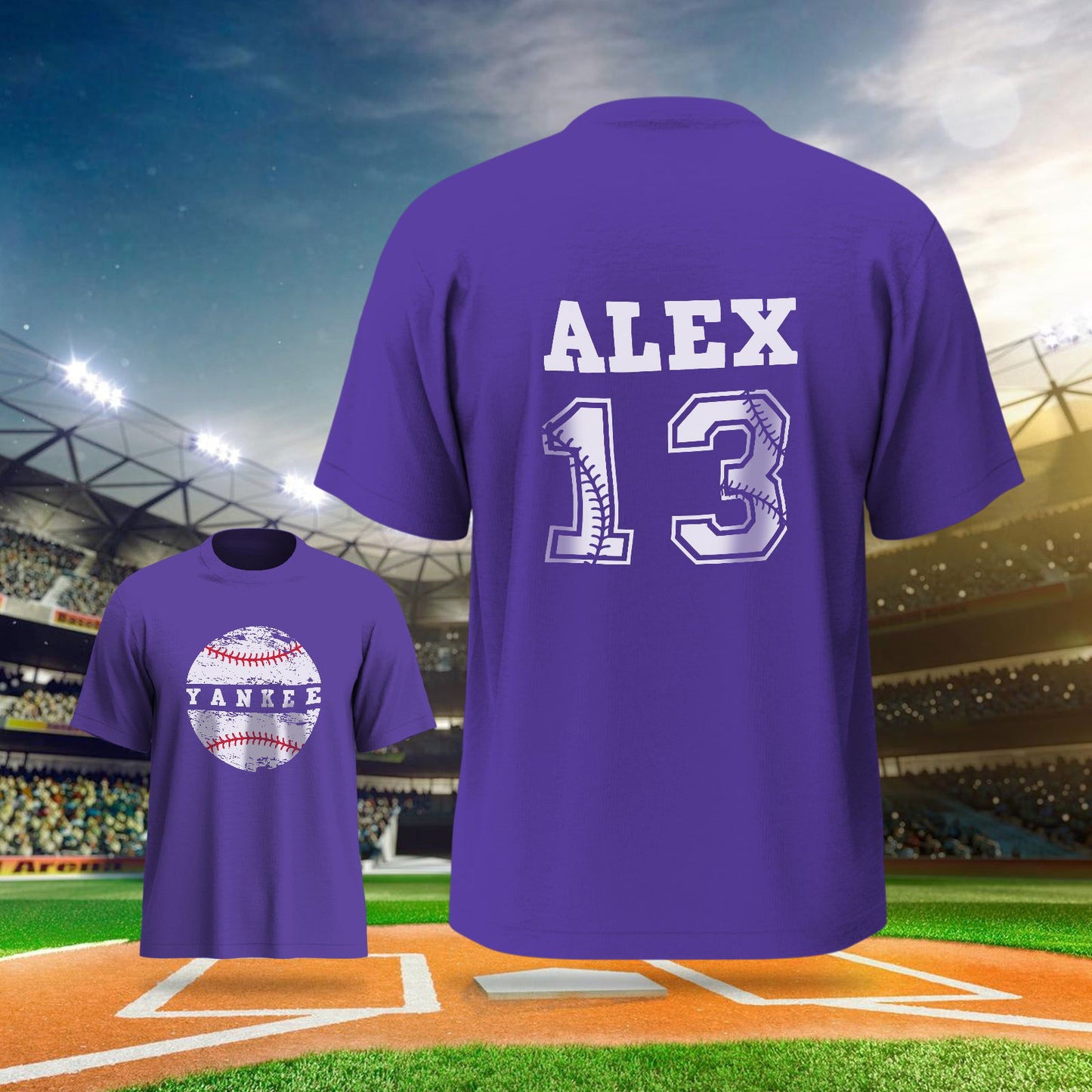 Personalized Baseball Name & Number Sports T-Shirt Back to School Gifts - DigiVirt