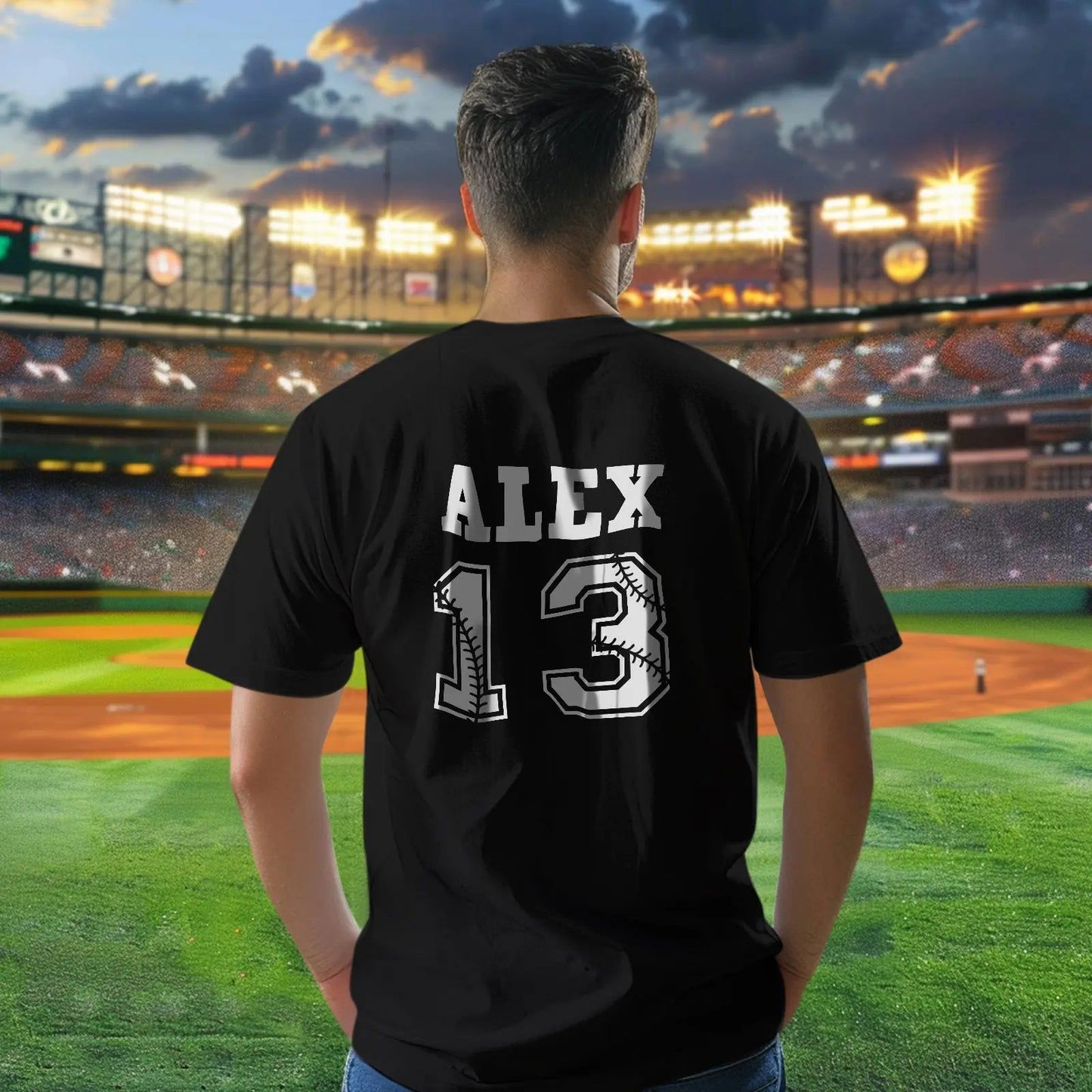 Personalized Baseball Name & Number Sports T-Shirt Back to School Gifts - DigiVirt