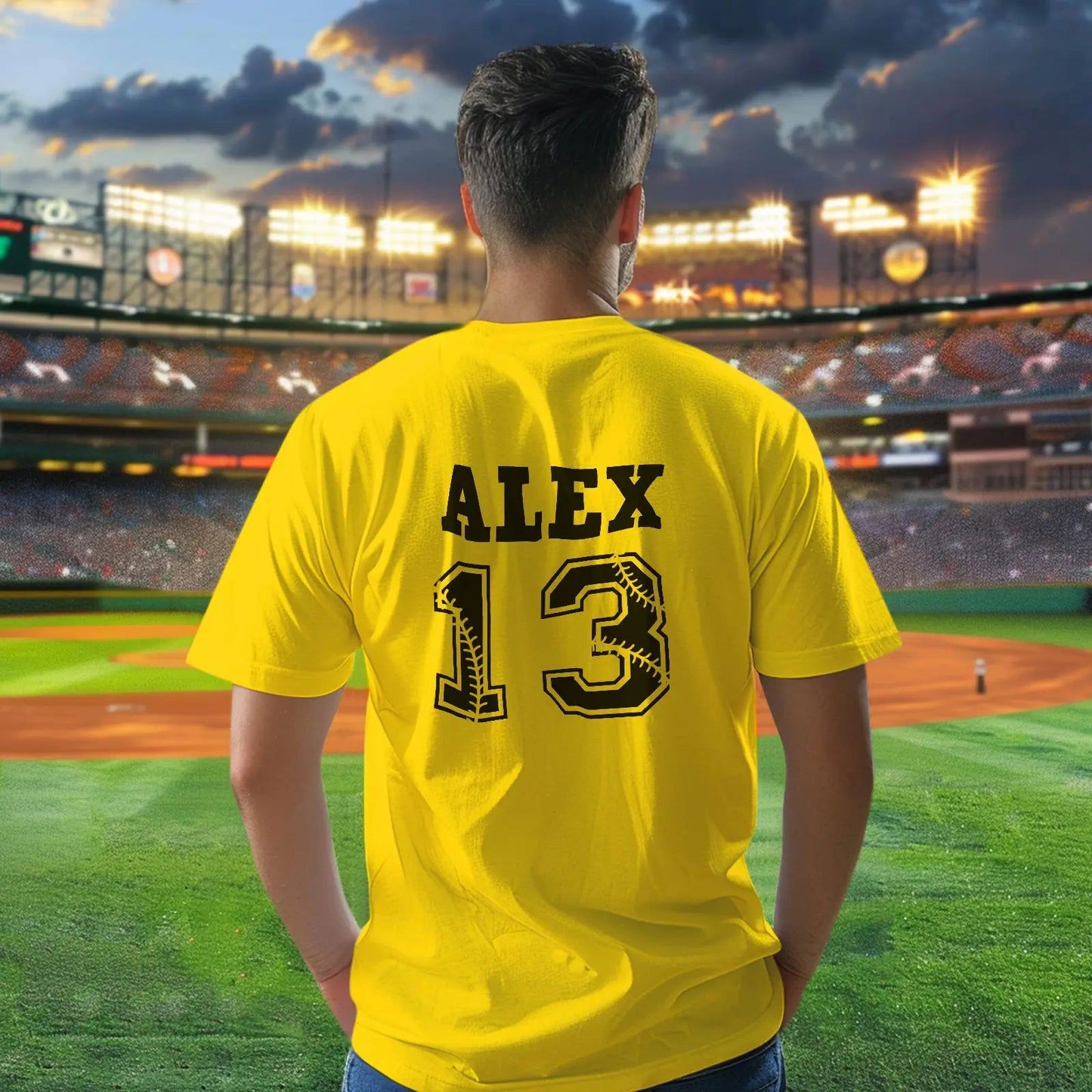 Personalized Baseball Name & Number Sports T-Shirt Back to School Gifts - DigiVirt