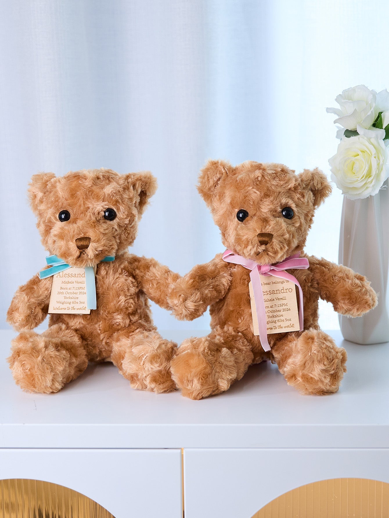 Personalized Bear Plush Birth Stats Stuffed Animal Birth Announcement Gifts - DigiVirt
