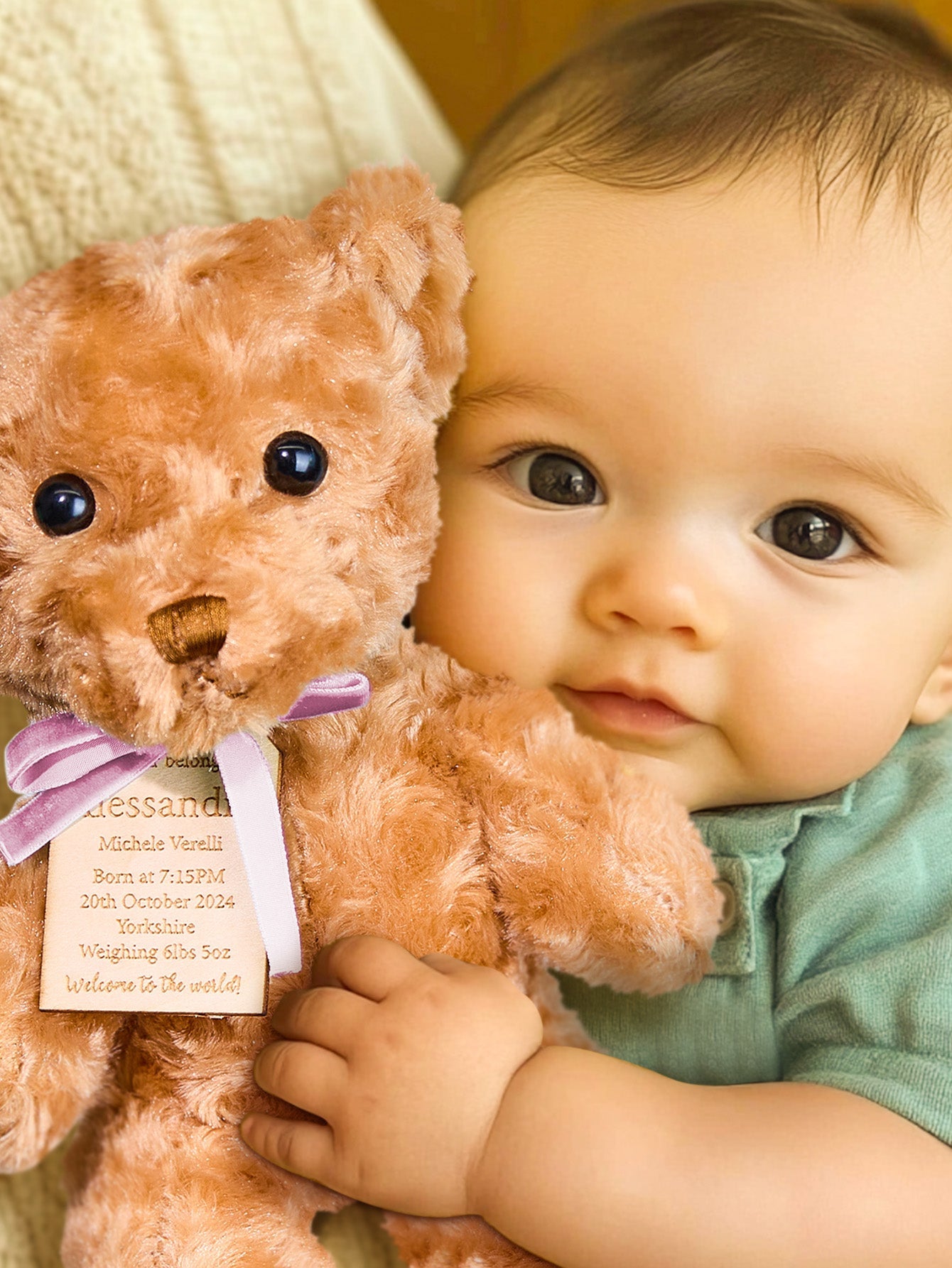 Personalized Bear Plush Birth Stats Stuffed Animal Birth Announcement Gifts - DigiVirt