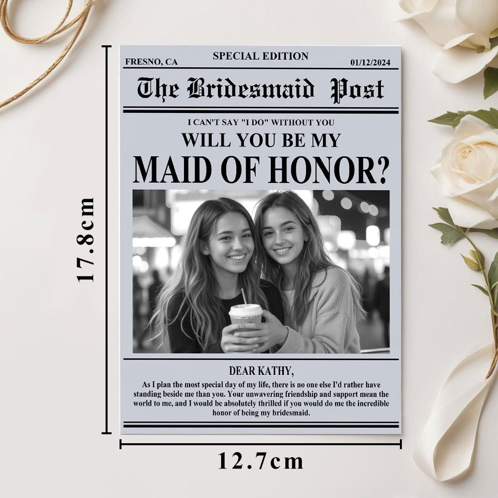Personalized Bridesmaid Proposal Newspaper Card Maid of Honor Proposal Card - DigiVirt