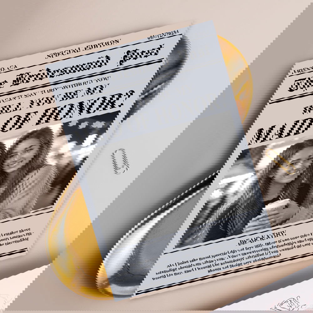 Personalized Bridesmaid Proposal Newspaper Card Maid of Honor Proposal Card - DigiVirt