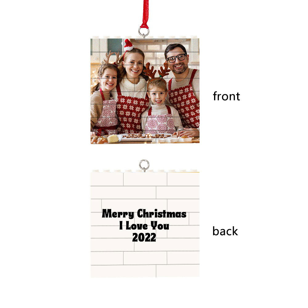 Personalized Building Brick Puzzle Photo Block Christmas Ornament - DigiVirt