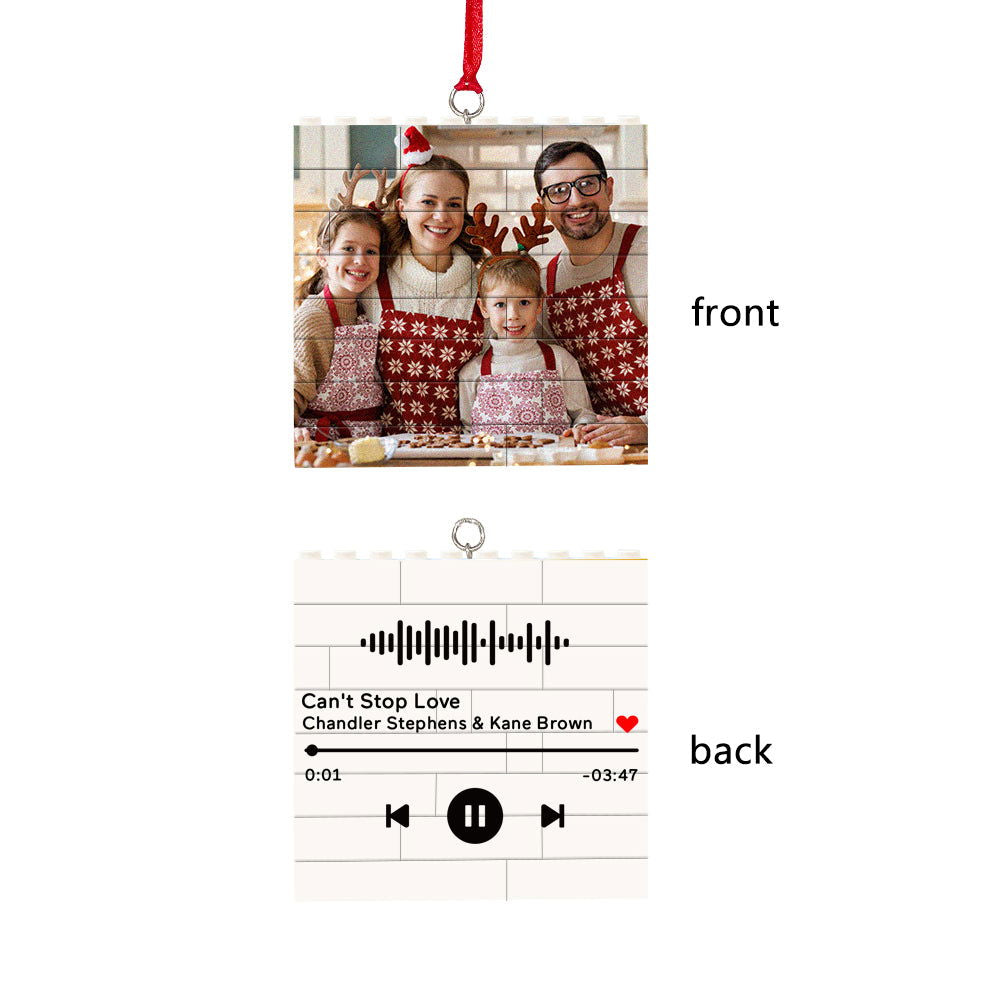 Personalized Building Brick Puzzle Photo Block Christmas Ornament - DigiVirt