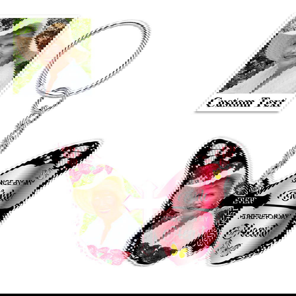 Personalized Butterfly Keychain Once By My Side Forever In My Heart Cross Keychain Memorial Gift - DigiVirt