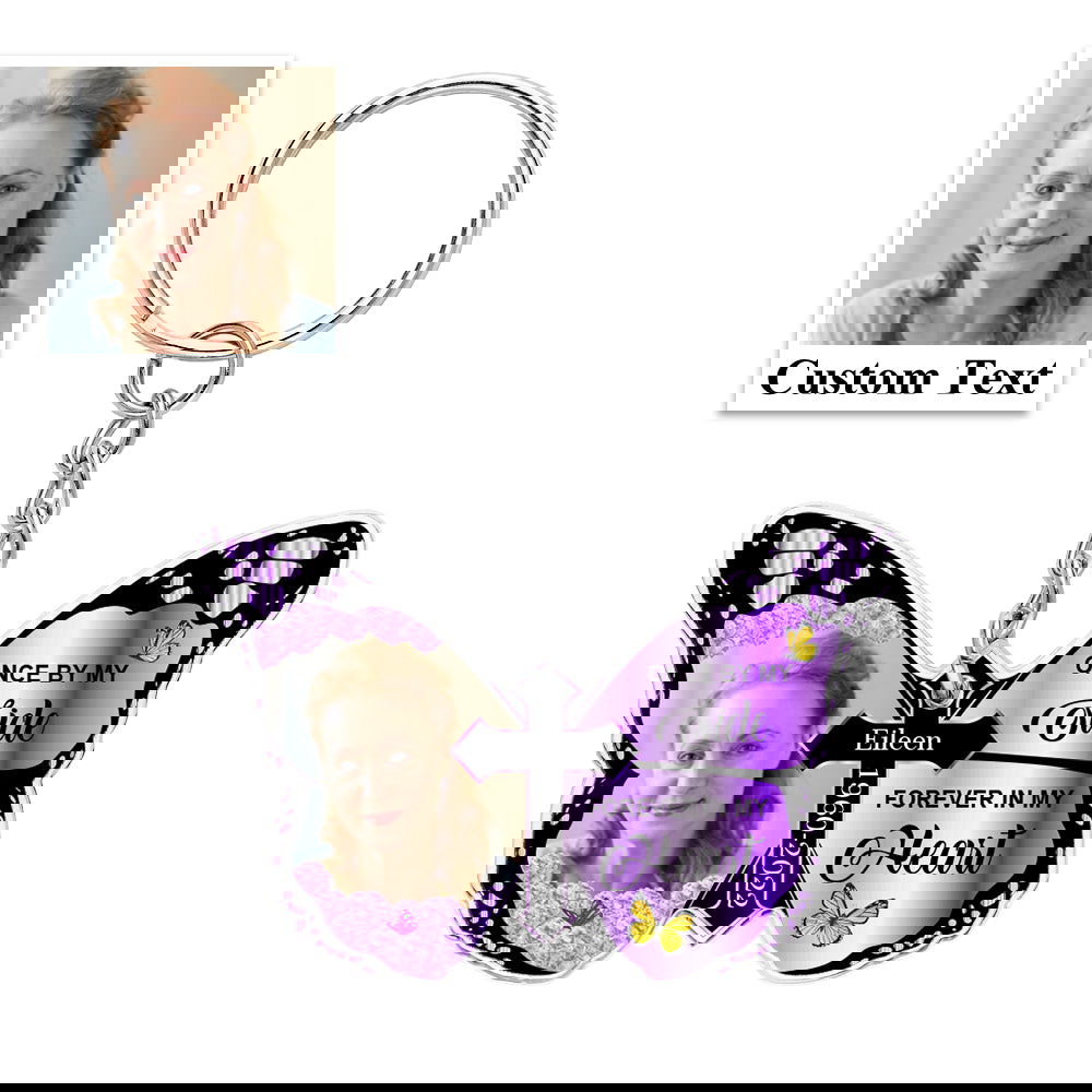 Personalized Butterfly Keychain Once By My Side Forever In My Heart Cross Keychain Memorial Gift - DigiVirt
