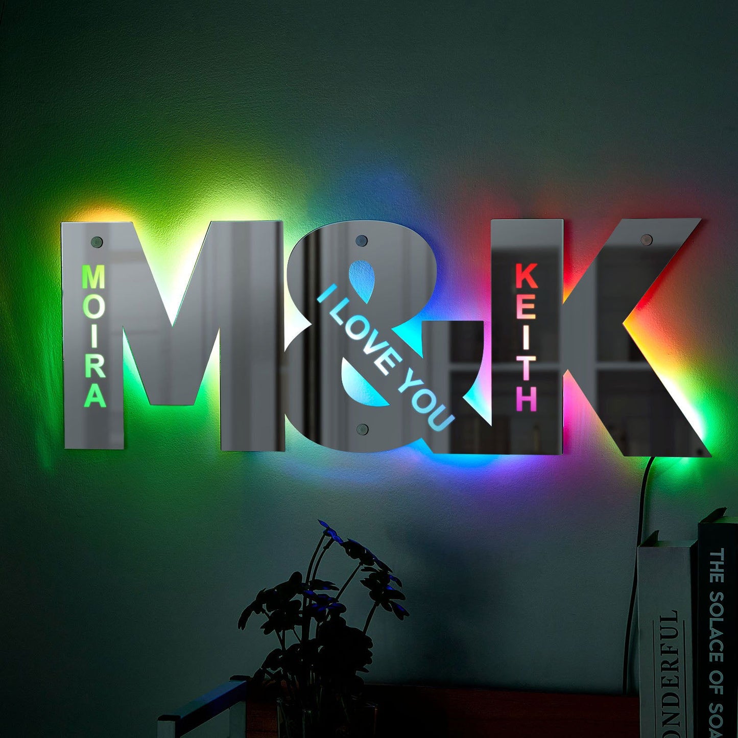 Personalized Couple Letter Mirror Light - Customizable Wall Decor - DigiVirt