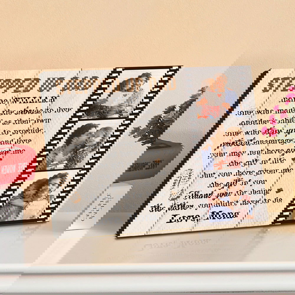 Personalized Dad Picture Frame Custom Stepped Up Dad Film Sign Father's Day Gift - DigiVirt
