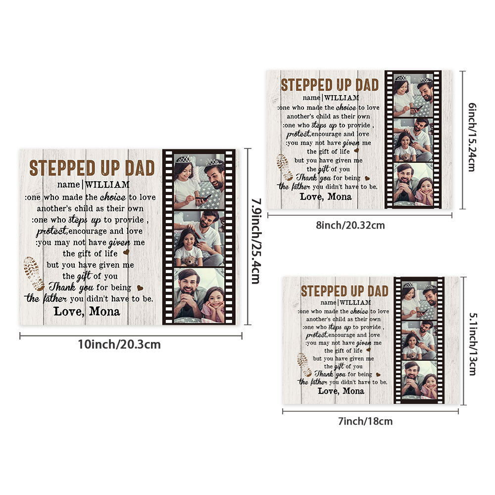 Personalized Dad Picture Frame Custom Stepped Up Dad Film Sign Father's Day Gift - DigiVirt