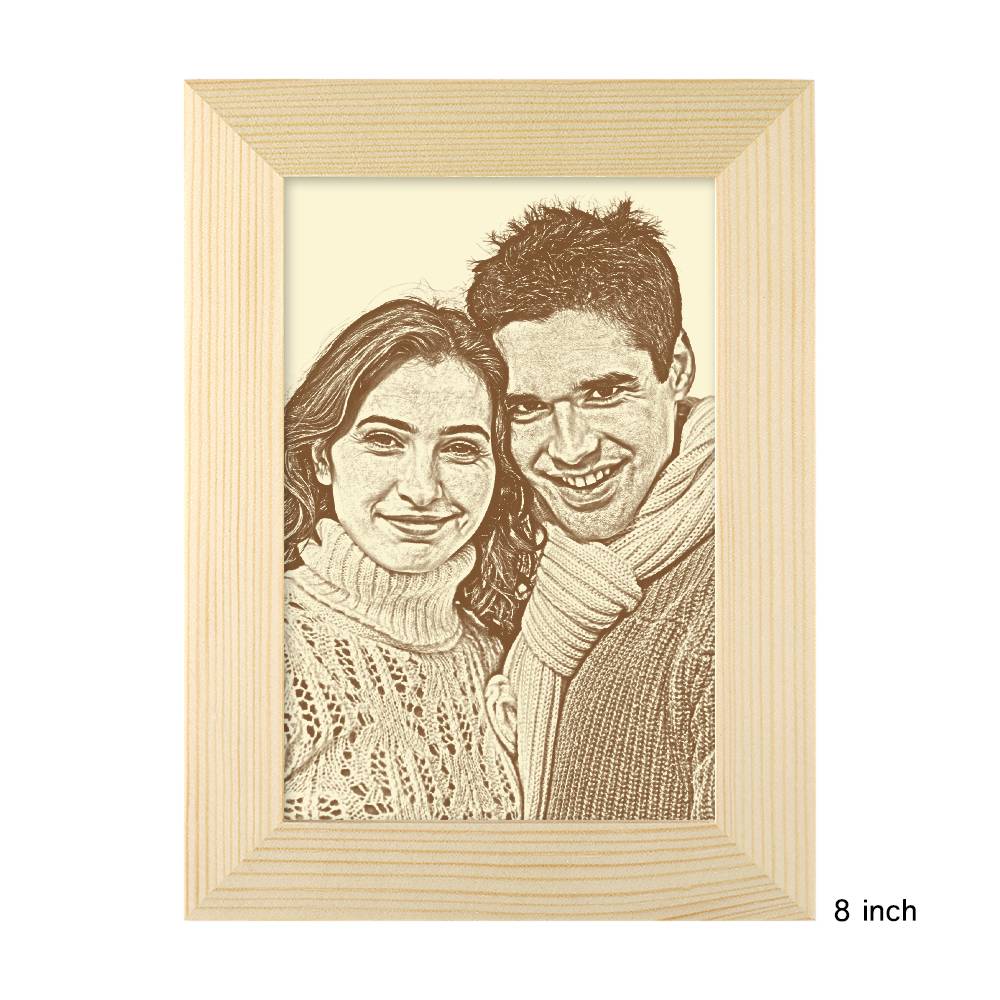 Personalized Engraved Photo Frame Wooden Sketch Effect - 6 Inches 8 Inches 10 Inches - DigiVirt