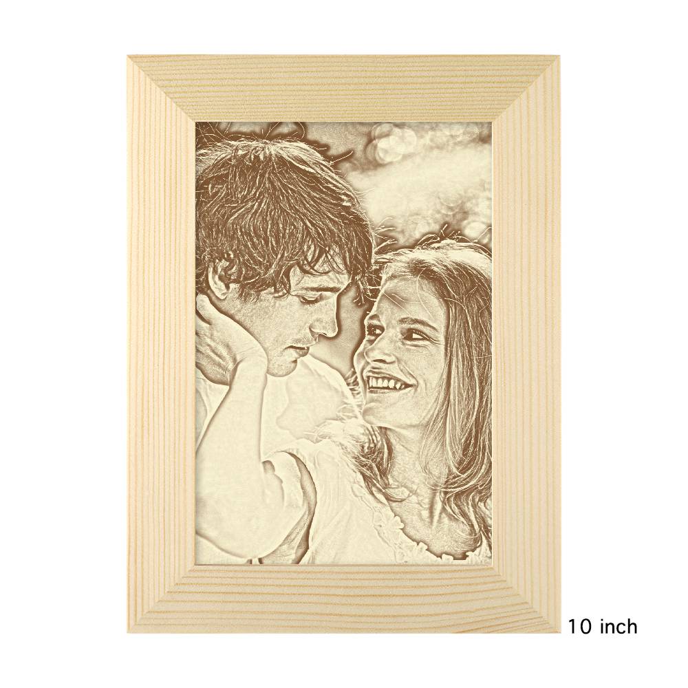 Personalized Engraved Photo Frame Wooden Sketch Effect - 6 Inches 8 Inches 10 Inches - DigiVirt
