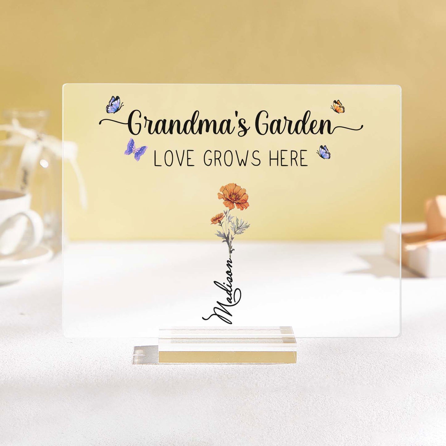 Personalized Grandma's Garden Plaque Custom Birth Flower Sign Mother's Day Gift for Grandma - DigiVirt