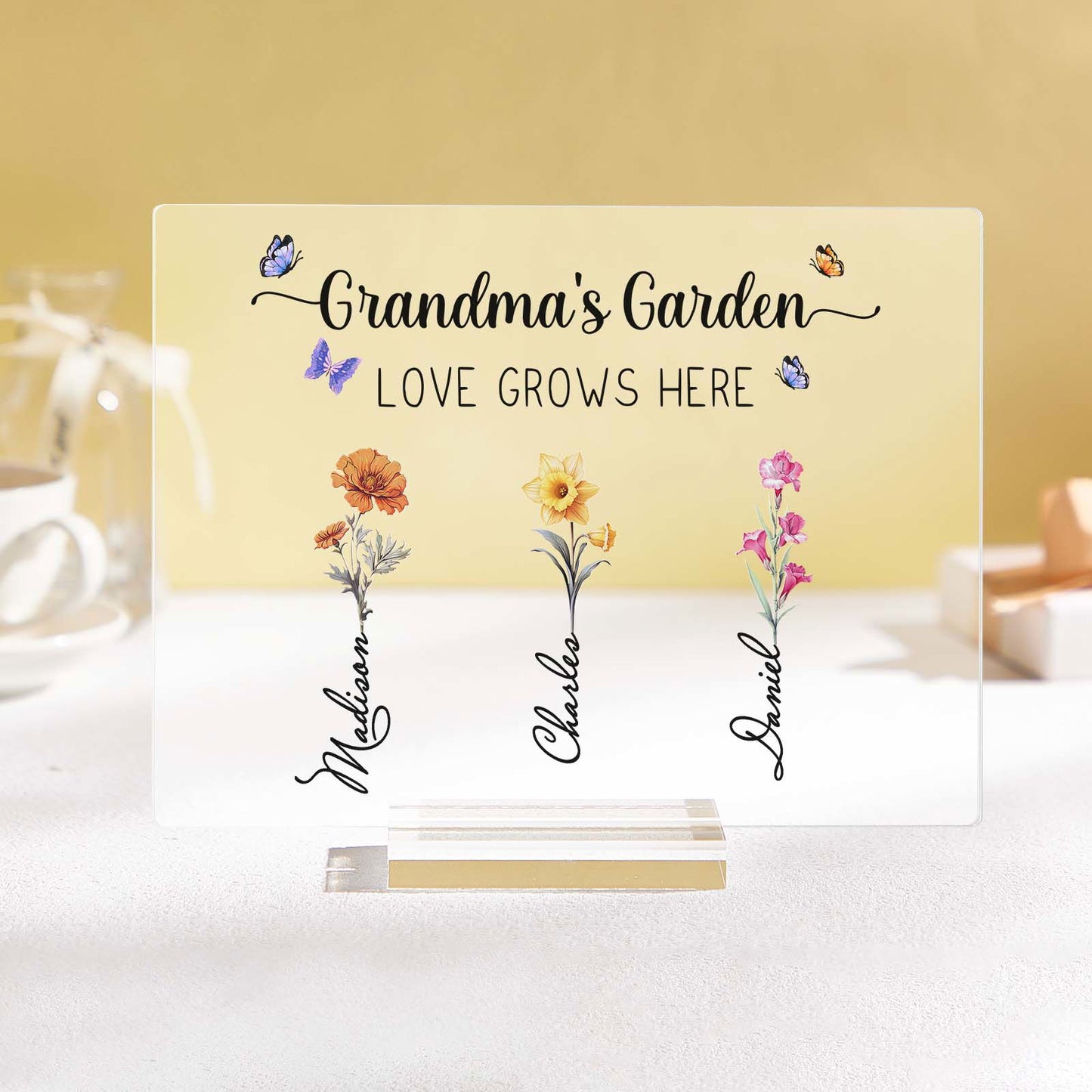 Personalized Grandma's Garden Plaque Custom Birth Flower Sign Mother's Day Gift for Grandma - DigiVirt