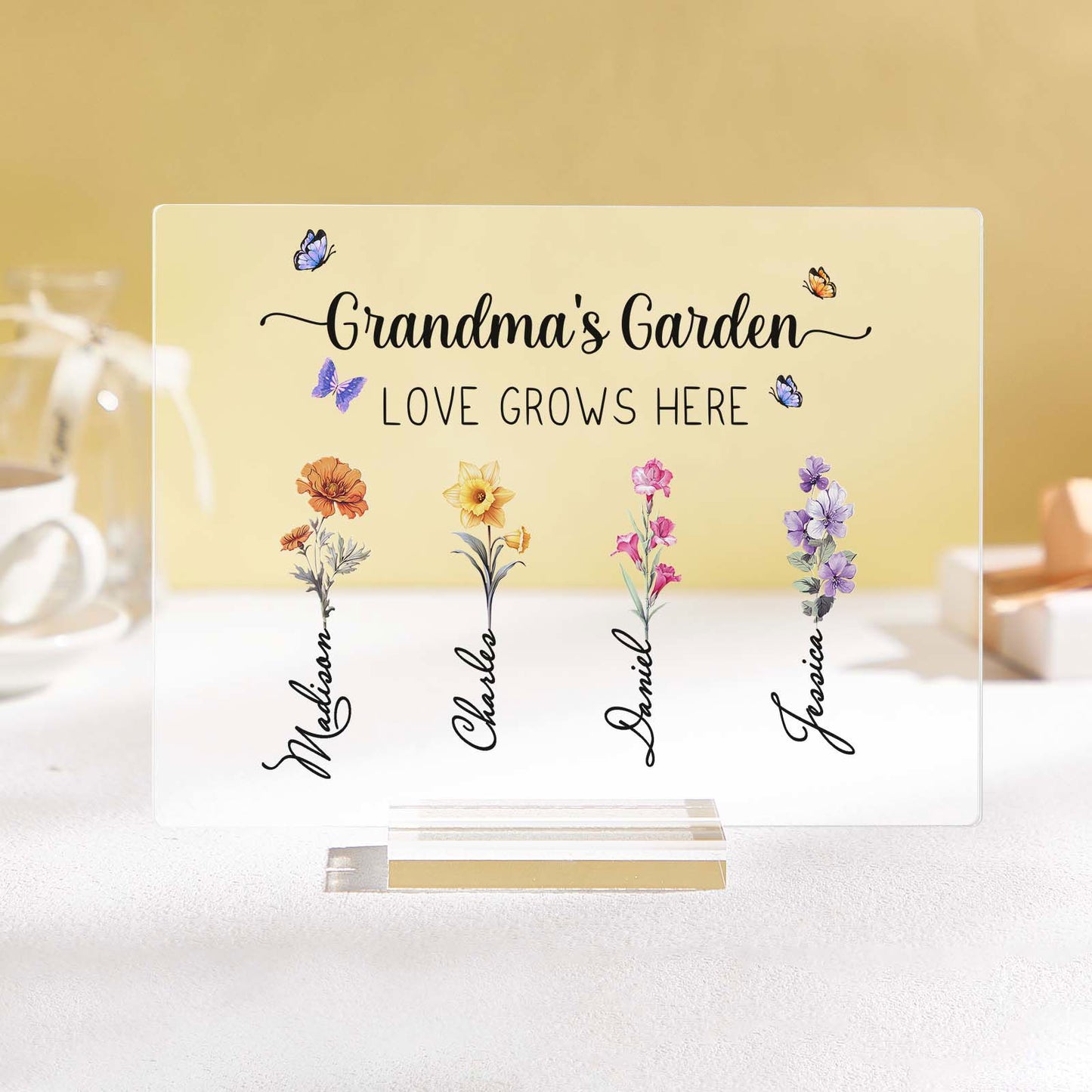 Personalized Grandma's Garden Plaque Custom Birth Flower Sign Mother's Day Gift for Grandma - DigiVirt