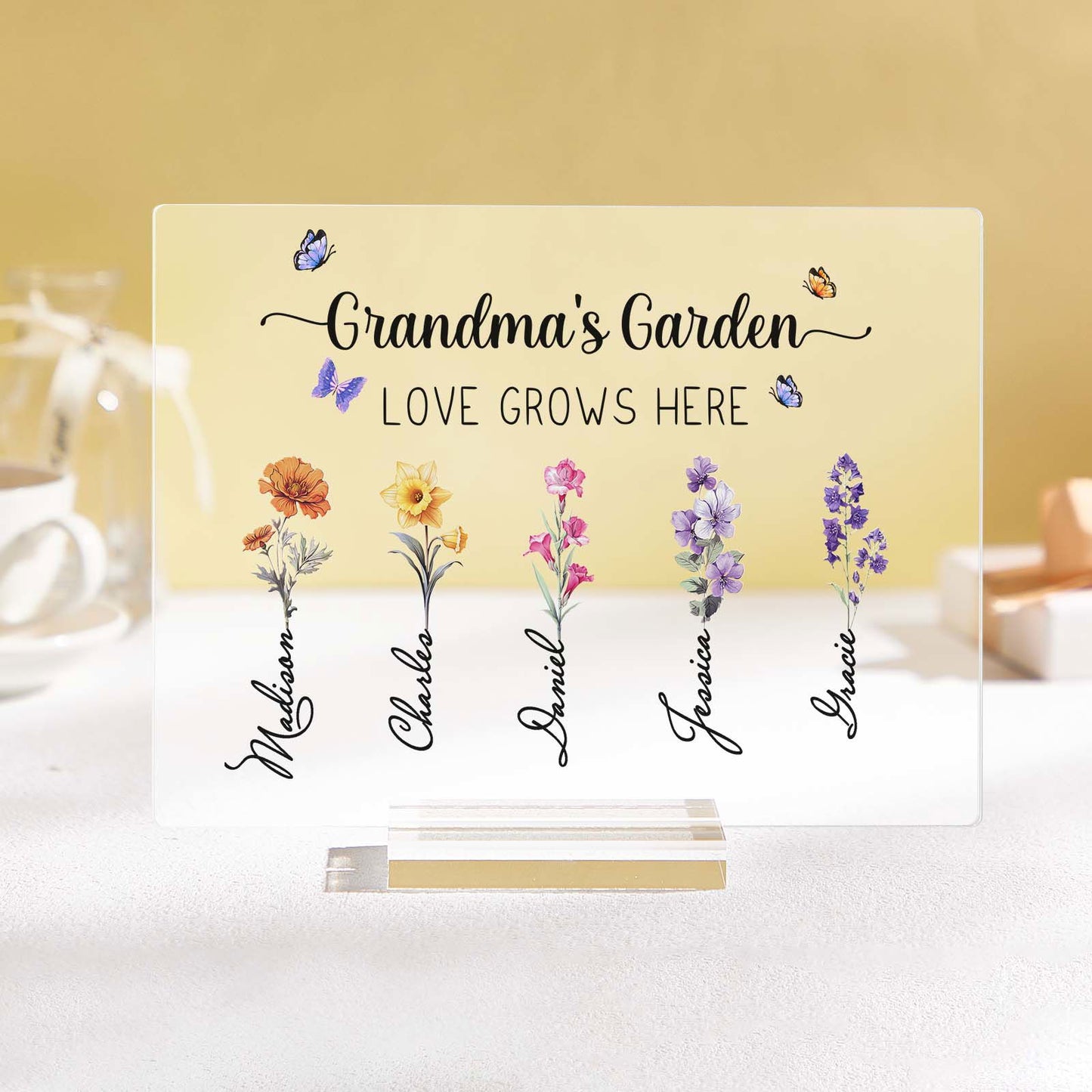 Personalized Grandma's Garden Plaque Custom Birth Flower Sign Mother's Day Gift for Grandma - DigiVirt