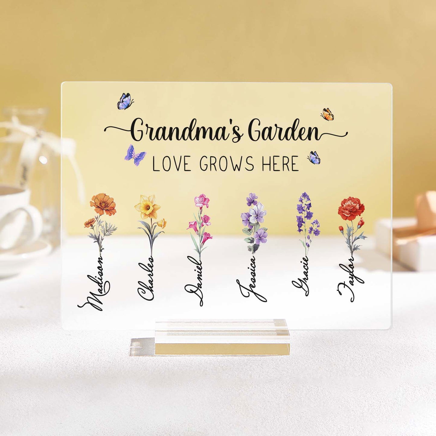 Personalized Grandma's Garden Plaque Custom Birth Flower Sign Mother's Day Gift for Grandma - DigiVirt