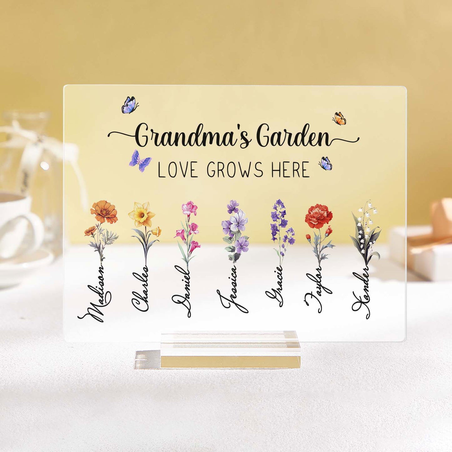 Personalized Grandma's Garden Plaque Custom Birth Flower Sign Mother's Day Gift for Grandma - DigiVirt