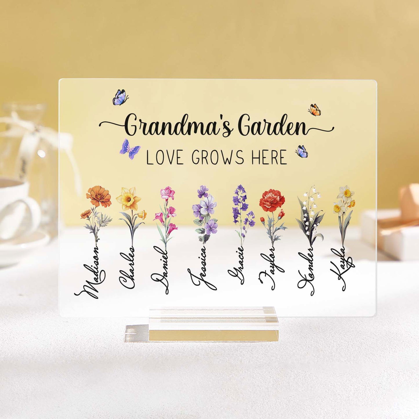 Personalized Grandma's Garden Plaque Custom Birth Flower Sign Mother's Day Gift for Grandma - DigiVirt