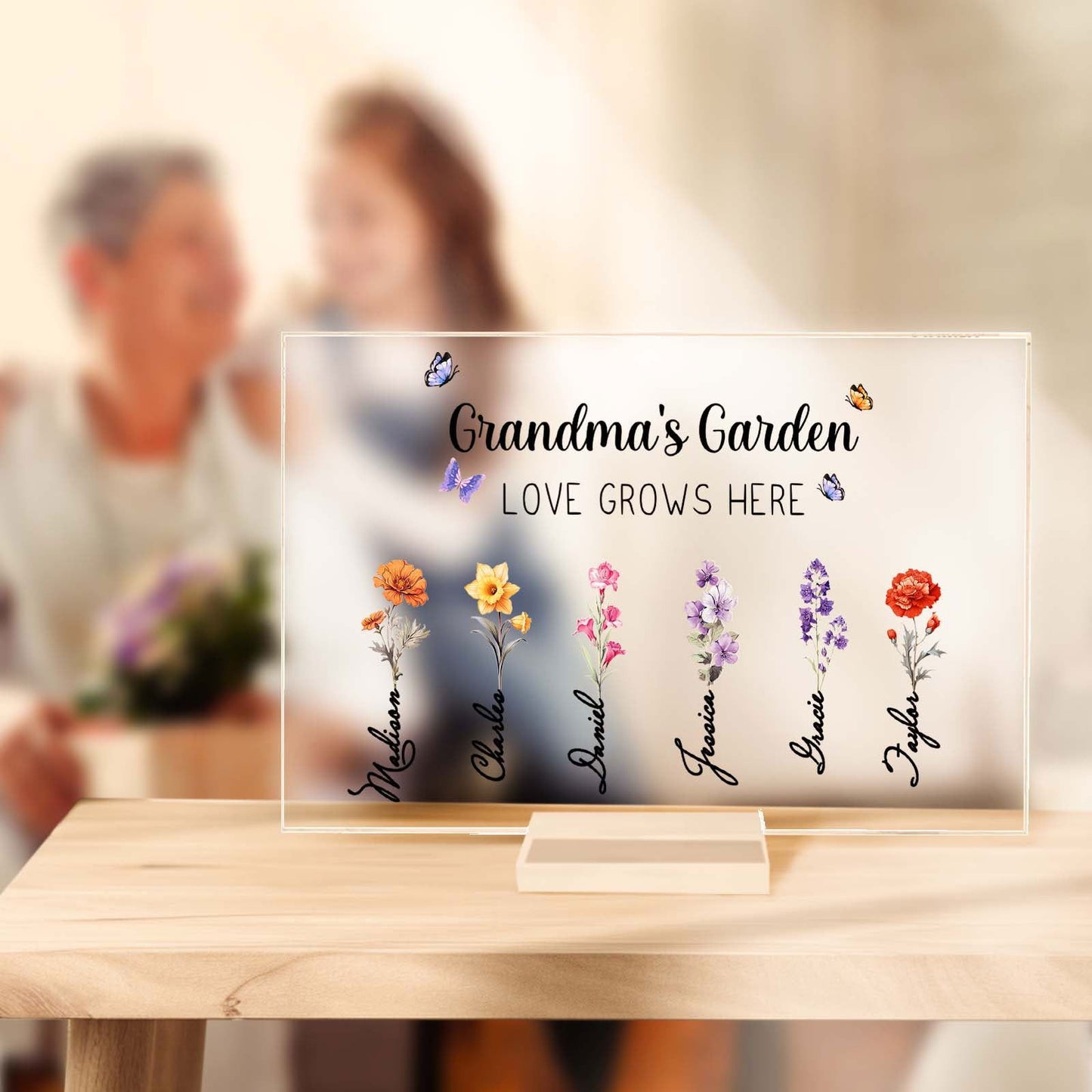 Personalized Grandma's Garden Plaque Custom Birth Flower Sign Mother's Day Gift for Grandma - DigiVirt