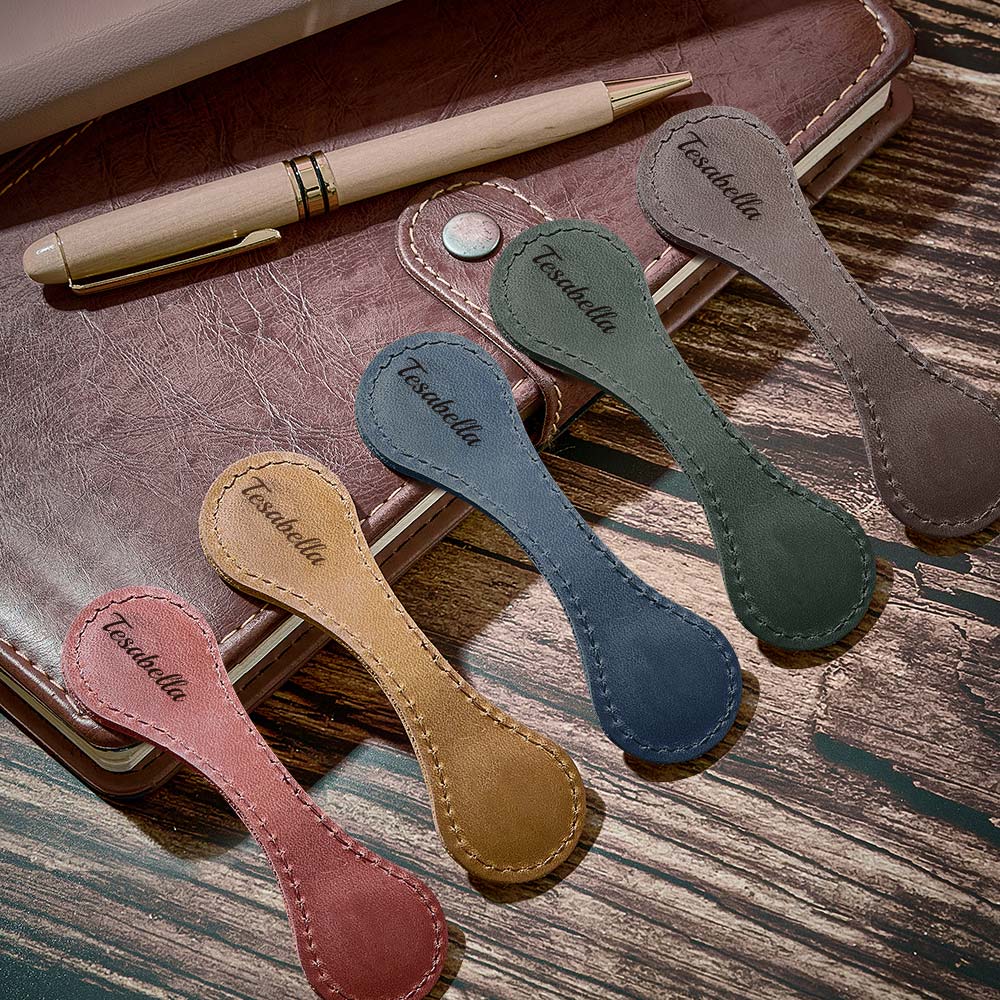 Personalized Magnetic Leather Bookmark Custom Name Magnetic Bookmark for Reader - DigiVirt
