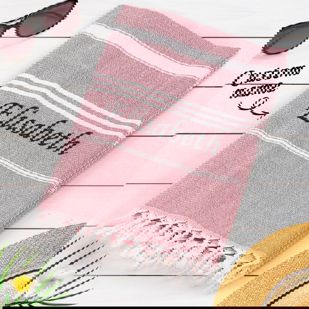 Personalized Name Fringe Beach Towel - Perfect Bridesmaids' Gifts Wedding Gifts - DigiVirt