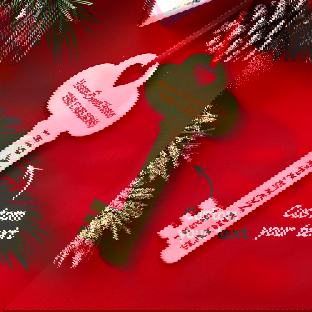 Personalized New Home Christmas Ornament Wooden Key Decoration for Housewarming Gift - DigiVirt