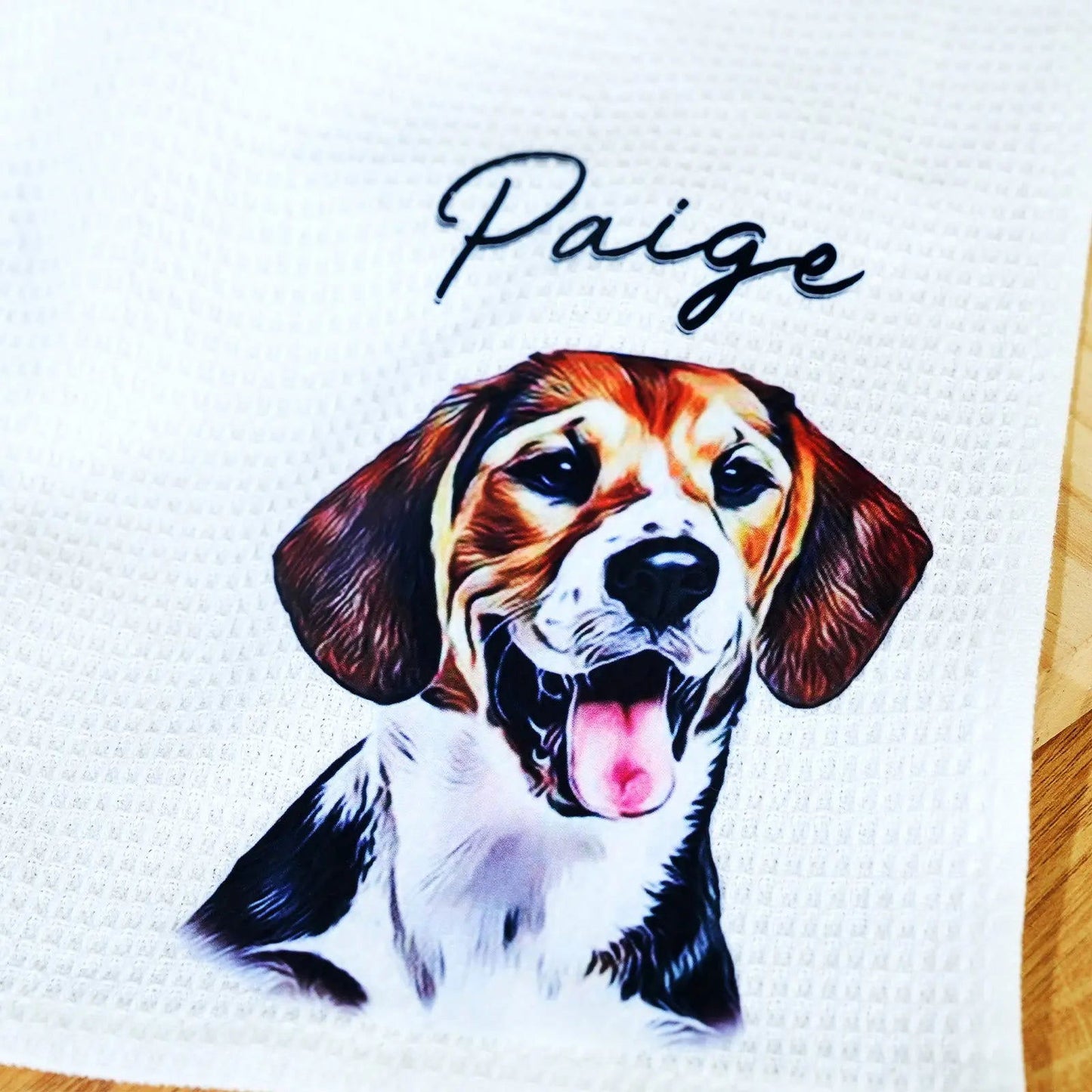 Personalized Oil Painting Style Pet Portrait Photo Cotton Waffle Tea Towel Birthday Anniversary Gift for Pet lover - DigiVirt