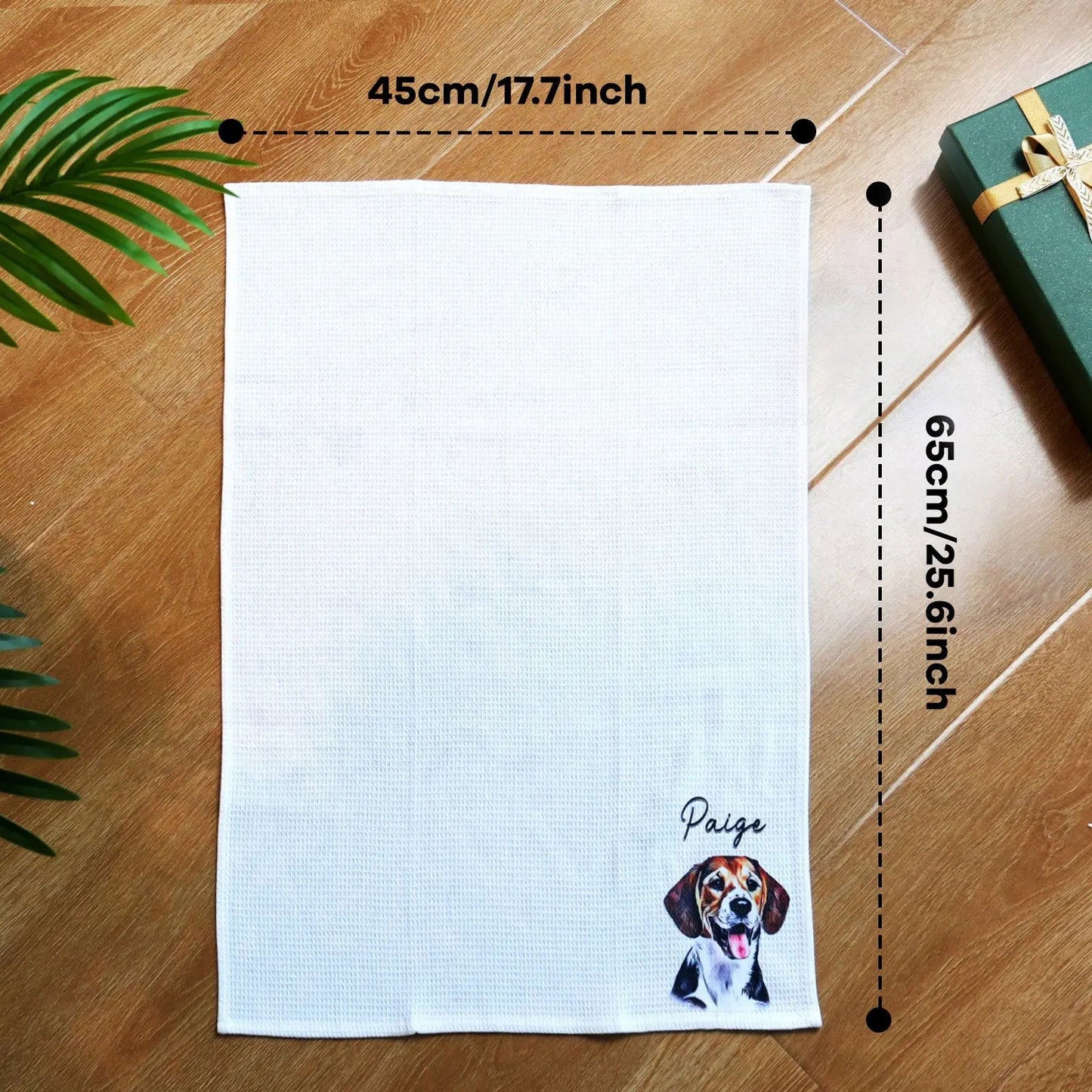 Personalized Oil Painting Style Pet Portrait Photo Cotton Waffle Tea Towel Birthday Anniversary Gift for Pet lover - DigiVirt