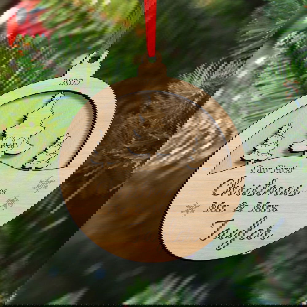 Personalized Our First Christmas Ornament Christmas Gift for Newlyweds - DigiVirt