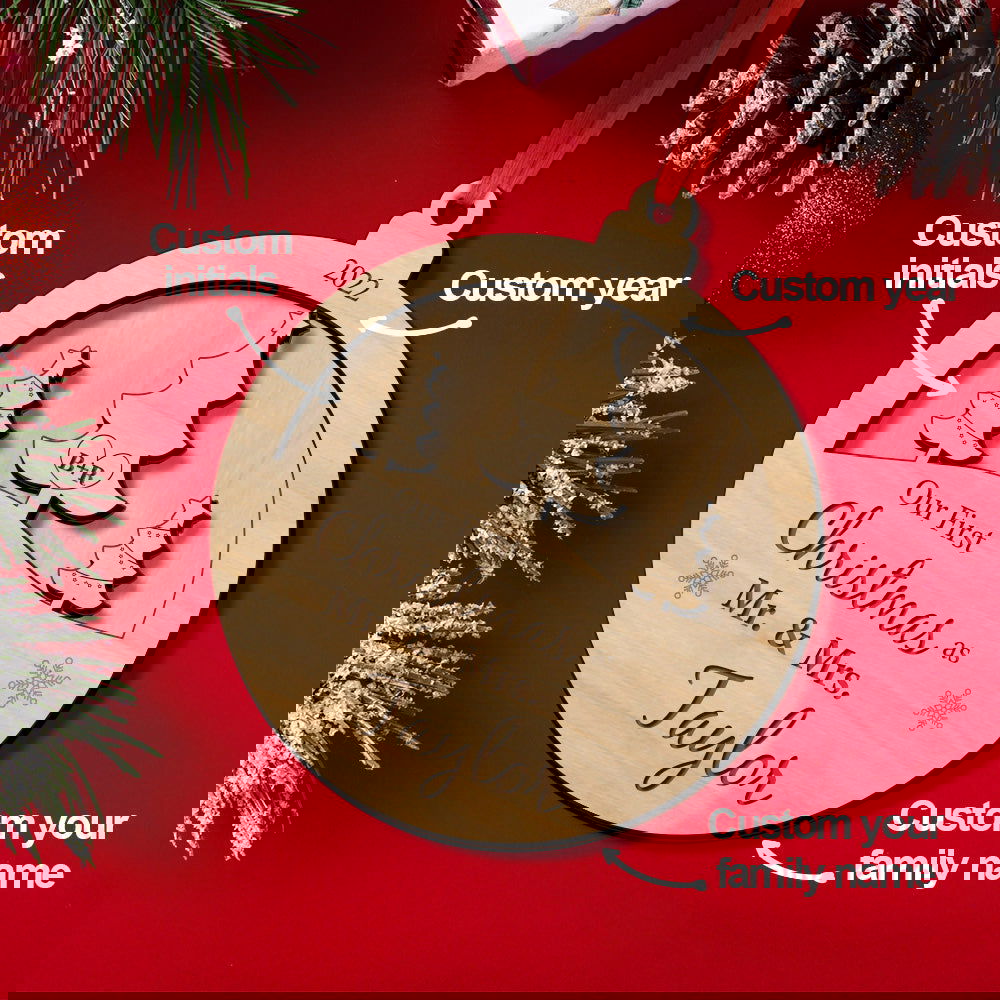 Personalized Our First Christmas Ornament Christmas Gift for Newlyweds - DigiVirt