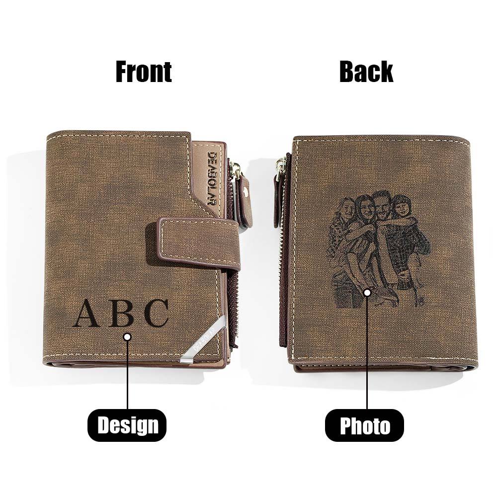 Personalized Photo Men's Foldable Leather Wallet with Text Father's Day Birthday Gift for Him - DigiVirt