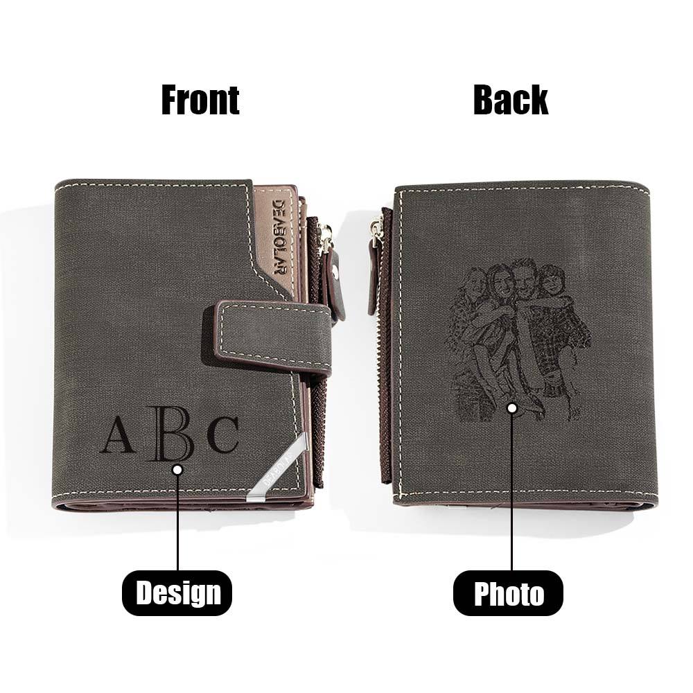 Personalized Photo Men's Foldable Leather Wallet with Text Father's Day Birthday Gift for Him - DigiVirt