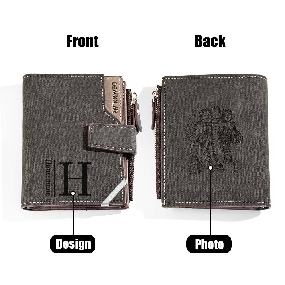 Personalized Photo Men's Foldable Leather Wallet with Text Father's Day Birthday Gift for Him - DigiVirt